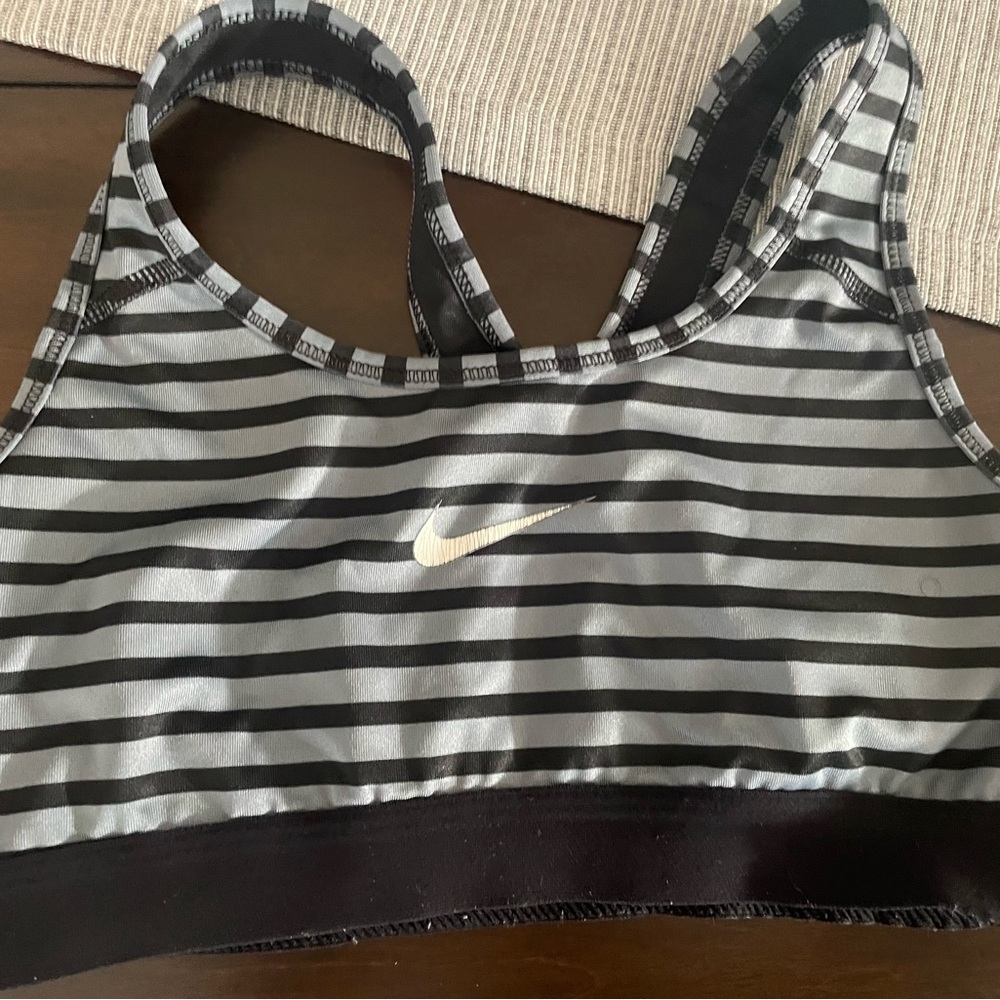 Grey and Black Nike Sports Bra